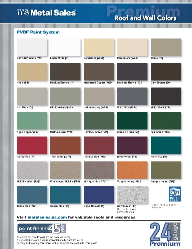 Metal Sales, Roof and wall Colors. Color Chart. 24 gauge Nationwide 45 year warranty