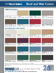 metal sales. roof and wall colors. Color chart. 26 gauge - easter 45 year warranty 