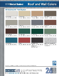 metal sales. roof and wall colors. color chart. 26 gauge - western. 45 year warranty 