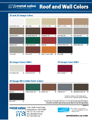 Metal Sales. Roof and wall Colors. Color Chart - Independence, MO 
