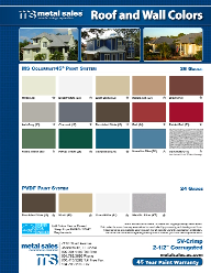 Metal Sales. Roof and wall Colors. Color Chart - Jacksonville, 5V- Crimp 