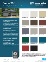Metal Sales. Roof and wall Colors. Mocksville, NC Versa20 