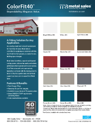 Metal Sales. Roof and wall Colors. Mocksville, NC, ColorFit40 
