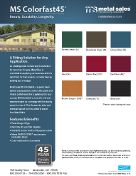 Metal Sales. Roof and wall Colors. Mocksville, MC, MS Colorfast45 