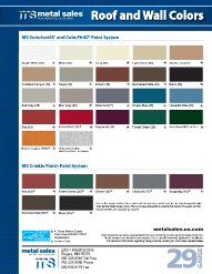 Metal Sales. Roof and wall Colors. Color Chart. Rogers, MN 