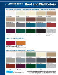 Metal Sales. Roof and wall Colors. Color Chart. Sioux Falls, SD 