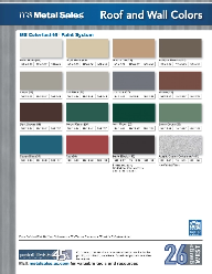 Metal Sales. Roof and wall Colors. 26 Gauge - Western Color Chart 