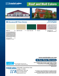 Metal Sales. Roof and wall Colors. Color Chart. Temple, TX 5V-Crimp