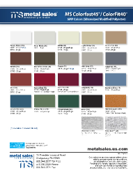 Metal Sales. Roof and wall Colors. Deer Lake, PA Color Chart 