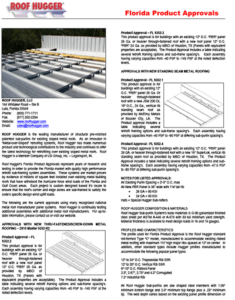 Roof Hugger Florida Product Approvals 