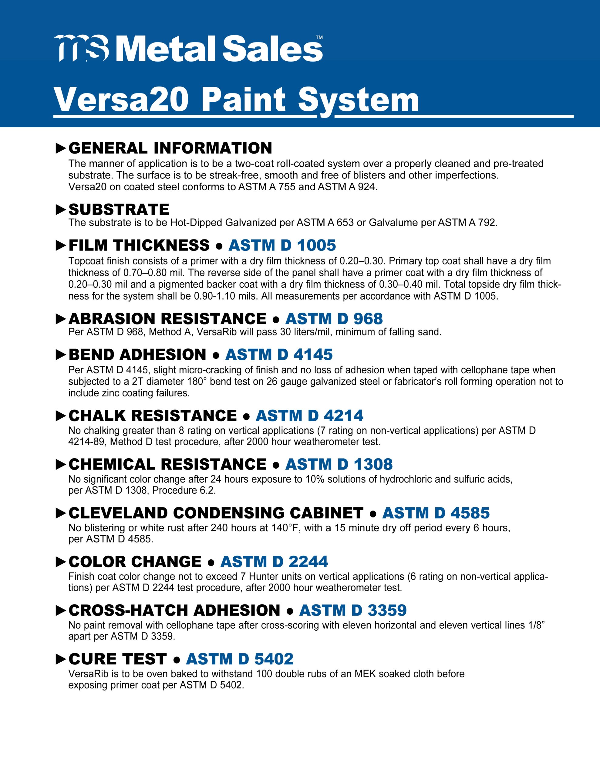 Versa20 Paint System Specs